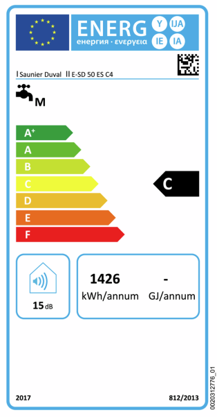 Etiqueta energética Termo SAUNIER DUVAL LineaAqua E-SD 50 ES C4 SLIM.png